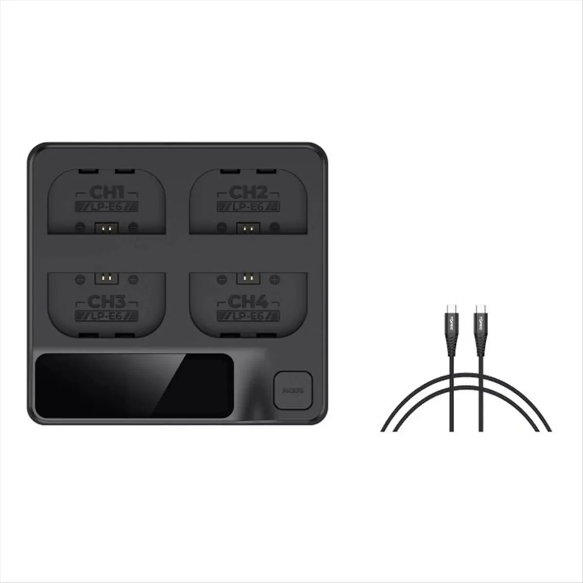 DT1734 Mon.Battery Charger for LP-E6 Battery 4-Slot Fast Charger Real-Time Power Detection for 5D Mark II R5 R6 R7