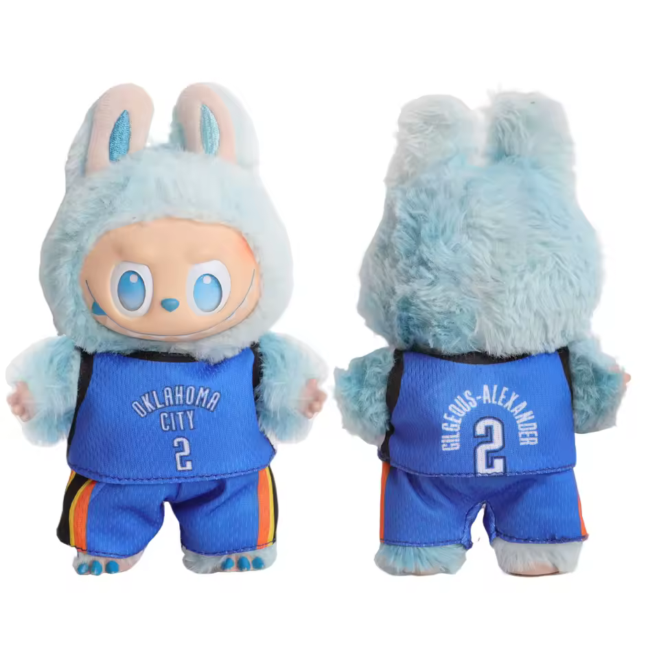 For 17cm Labubu Dolls Basketball Uniform IND #0 OKC #2 Sports Clothes Suit For V1 V2 V3 Labubu Dolls Cotton Doll Clothing Toy