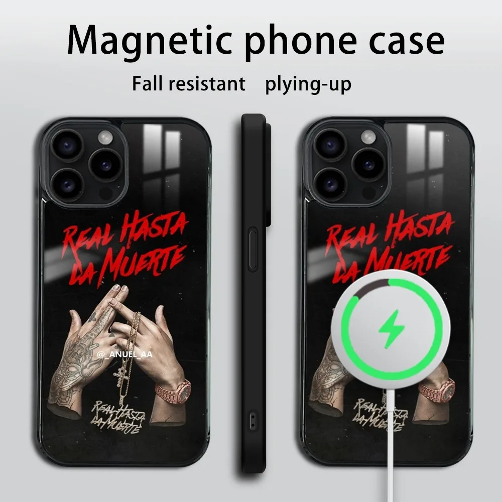 Anuel AA Real H-Hasta La Muerte Phone Case For iPhone 16 15 14 13 12 11 Pro Max Plus Mini Magsafe Mirror Wireless Magnetic Cover