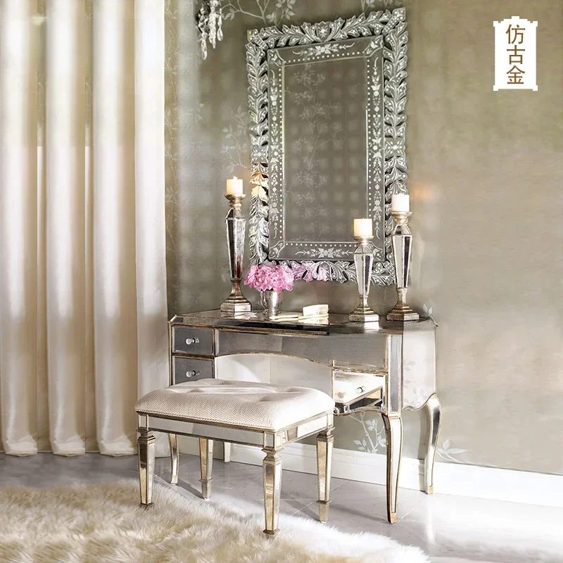 Dressing table, makeup table, European style mirrored glass furniture