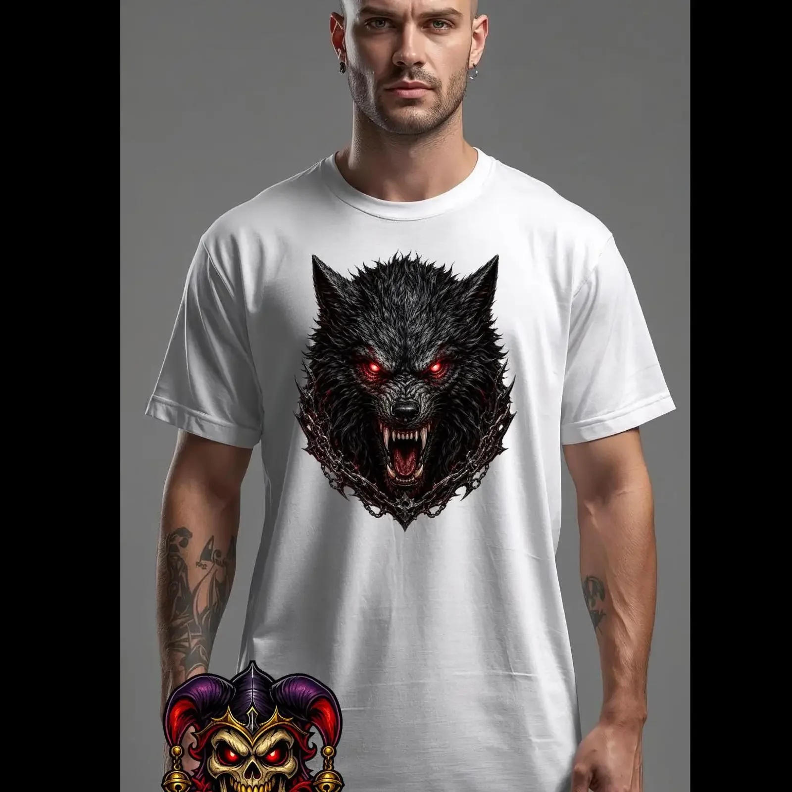 Dark Goth T shirt Black Wolf Head Red Eyes Werewolf for Fans Gothic Art vintage Washed Casual Breathable designer clothes