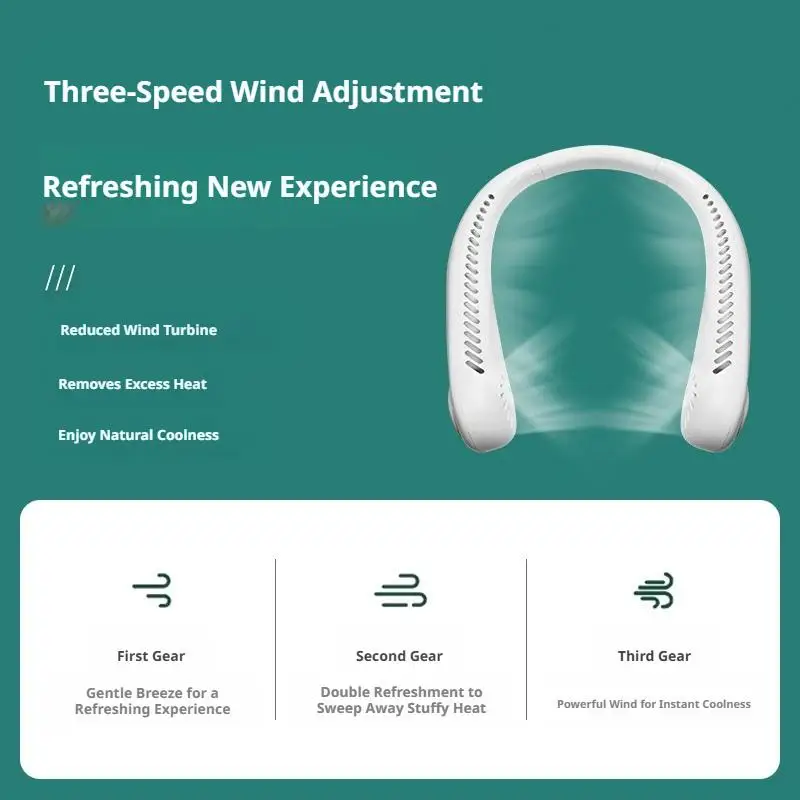 Portable Bladeless Neck Fan Neck Air Conditioner Rechargeable Cooling Fan Outdoor Personal Fan Wearable Cooler Gifts