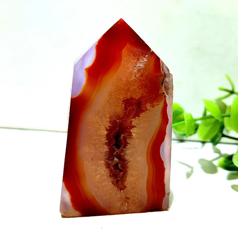 

Natural Stone Red Agate Geode Crystal Tower Point Wand Voodoo Meditation Energy Feng Shui Crystals Room Decoration