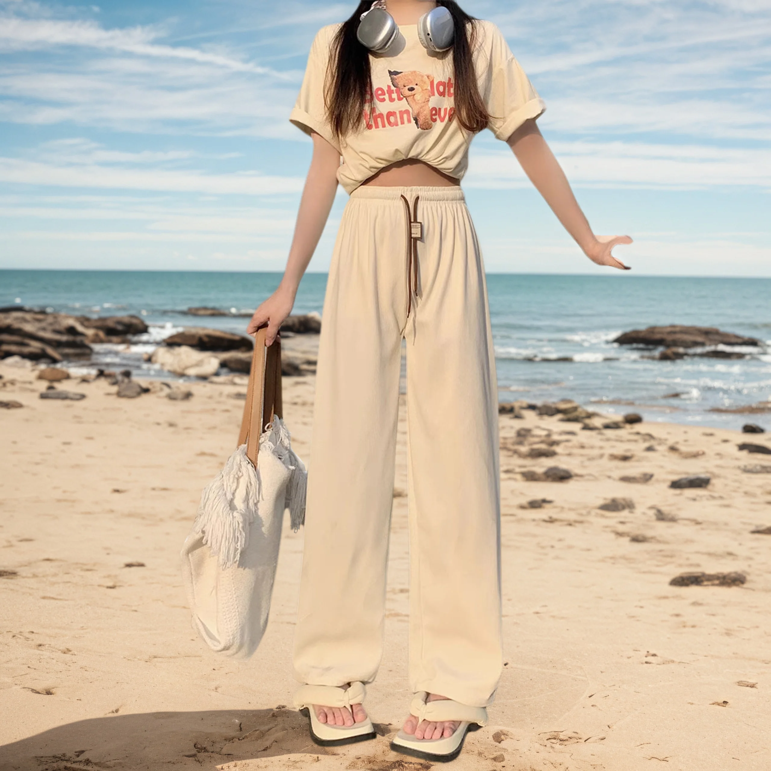 

Винтажные вельветовые широкие брюки, женские 2022, осень-зима, свободные повседневные брюки с двойным шнурком, женские прямые брюки с высокой талией