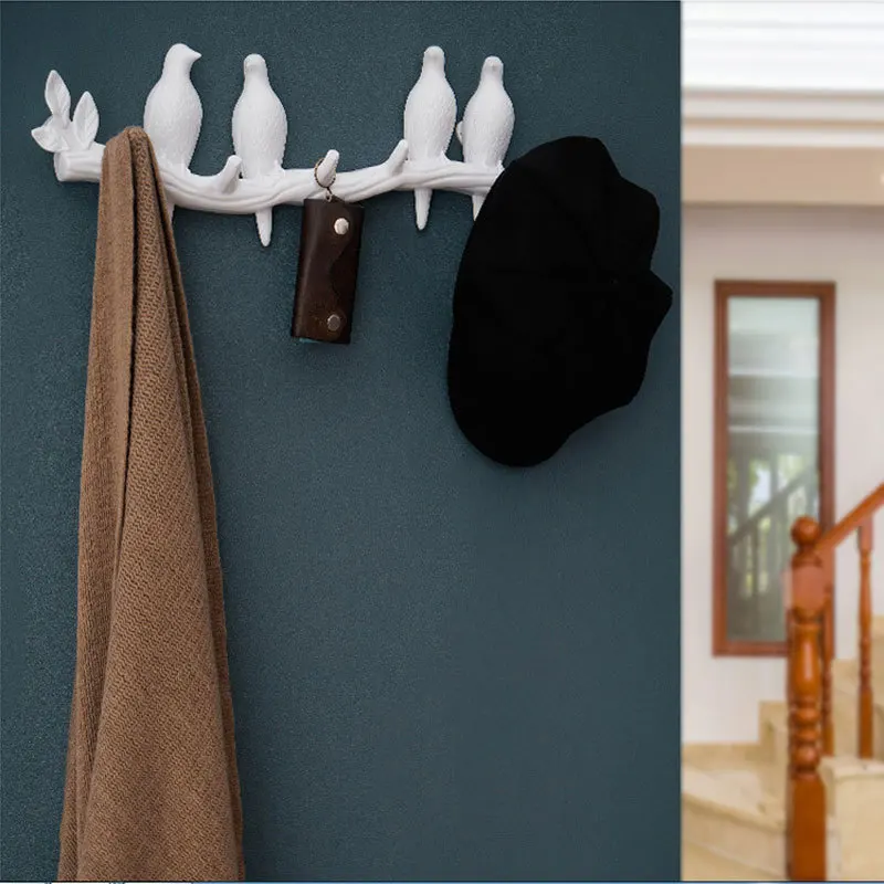 Wall Birds Decor Organizer wieszaki haczyki za drzwiami regał magazynowy półka torba uchwyt na ubrania wieszak wieszak na krawaty klucze wiszący