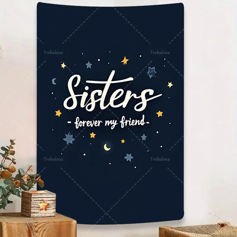 

Настенный гобелен, 1 шт., «Сестры навсегда, мой друг: гобелен со звездным ночным небом для домашнего декора»