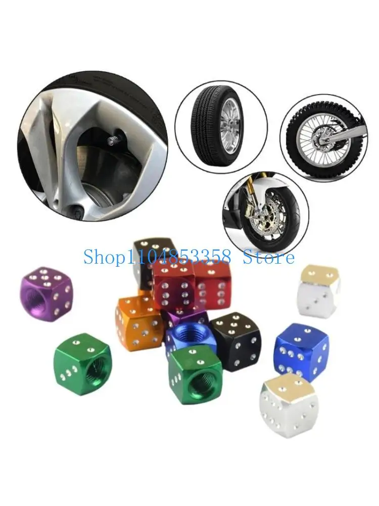 652F Dices Aluminum Tire Valves Stem Caps for Auto Car Motorcycle Wheel Valves Stem Tire Caps Trim Pack of 8