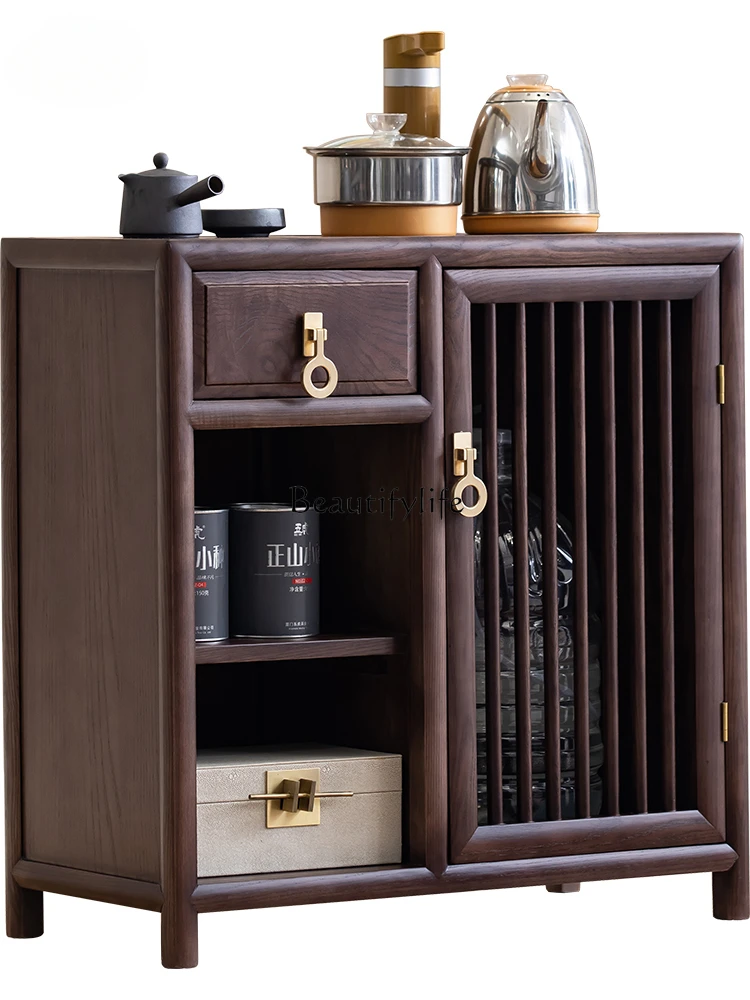 New Chinese Style Solid Wood Tea Cabinet Manchurian Ash Chinese Household Boiling Water Integrated Tea Cabinet