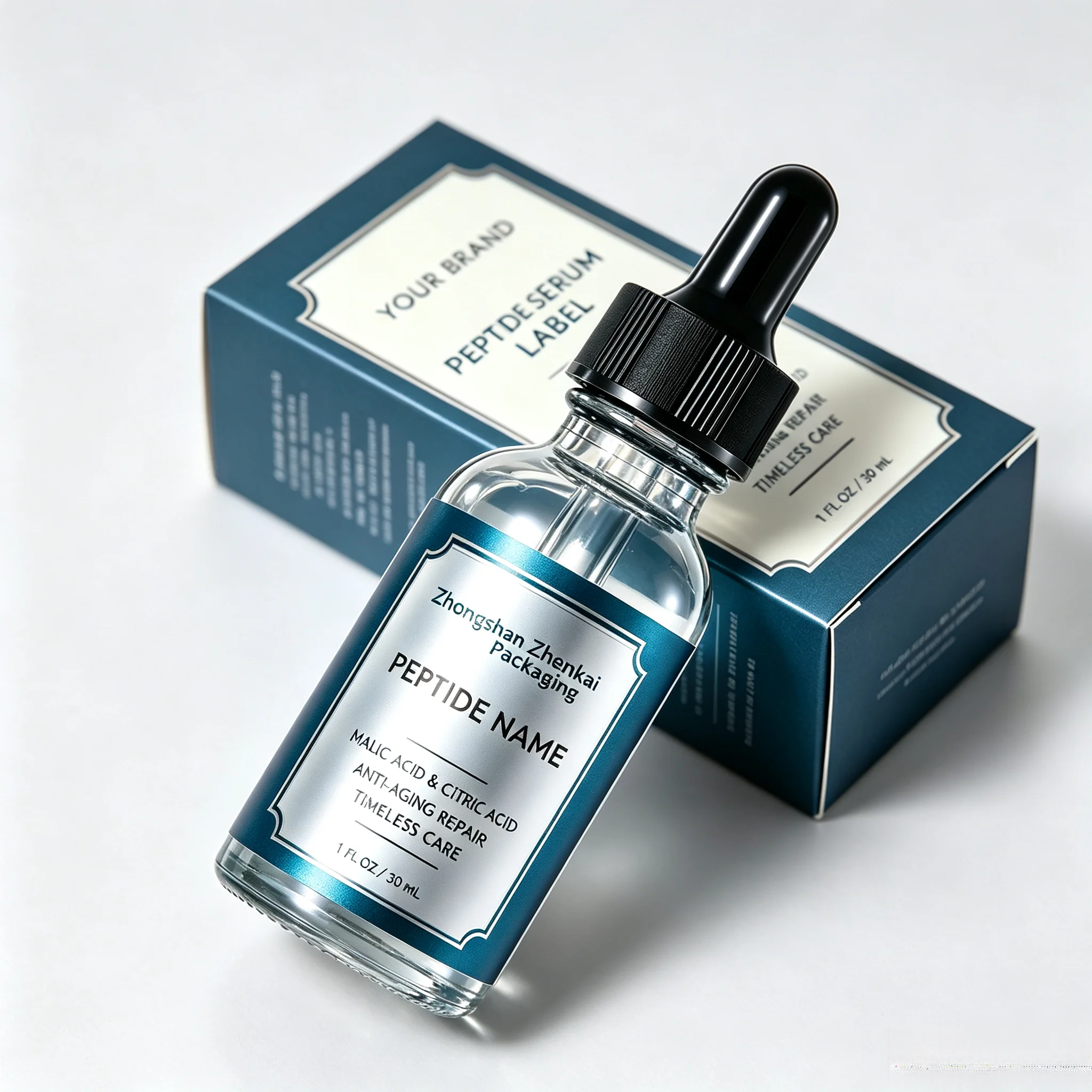 Custom HD Waterproof Printed Packaging Boxes Self Adhesive Vinyl Peptide Bottle Labels Fit Skincare Fitness Supplement Vials
