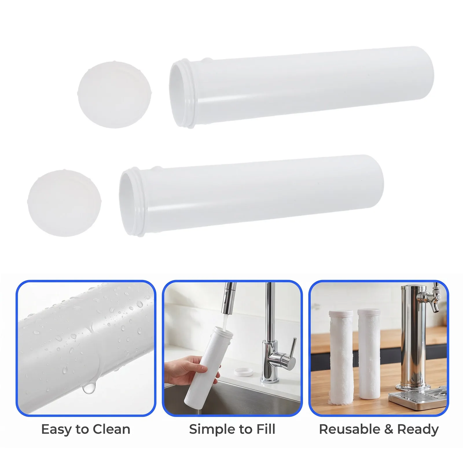 2Pcs Beer Tower Ice Tube Replacement Chiller Rod Rapid Cooling Drink Dispenser Ice Stick for Home Bar Parties Restaurants 9x2 view 2