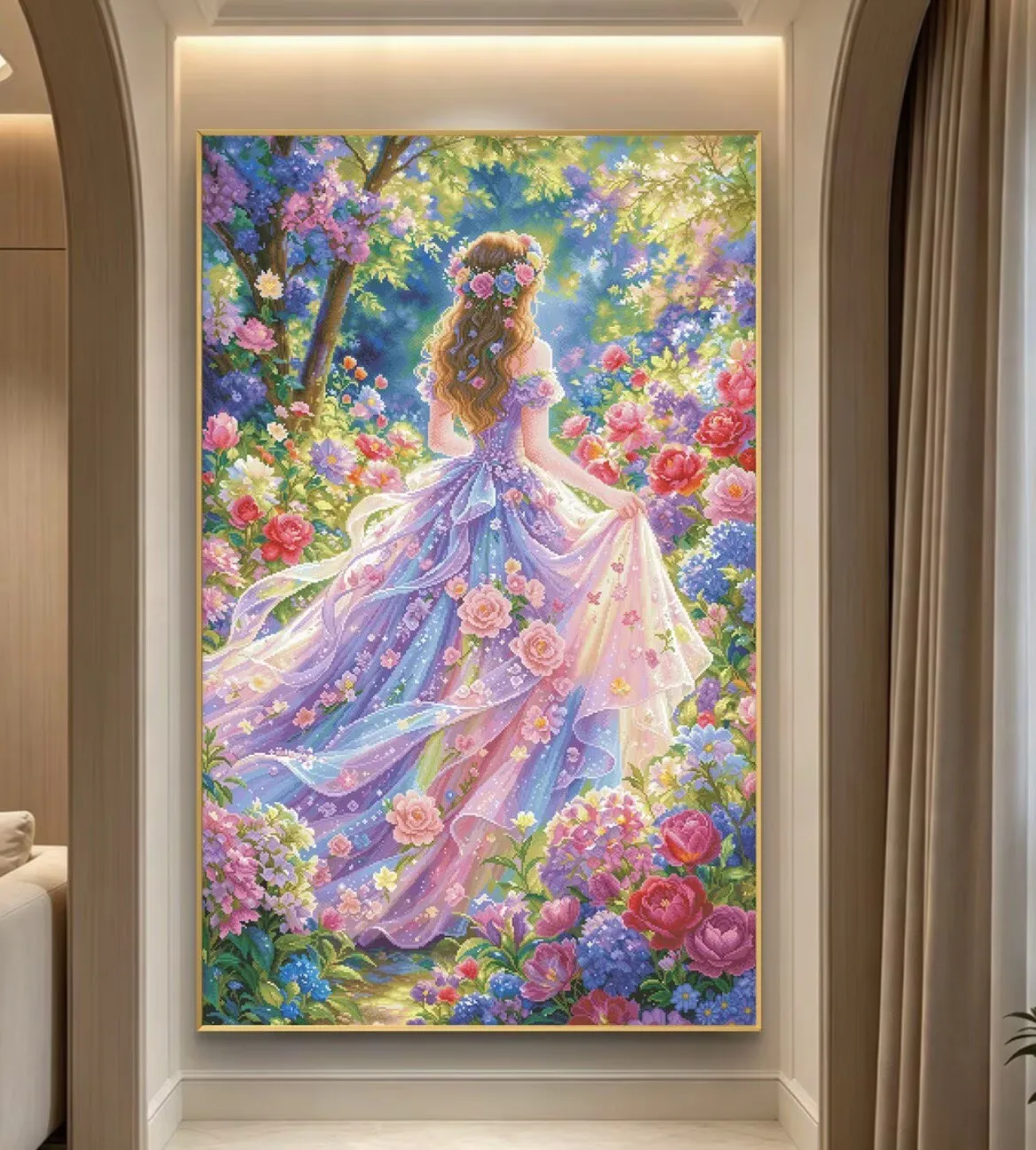 9CT 100X150CM Fairy Girl Needlework,DIY Living Room Printed Cross Stitch,Set For Embroidery Kit Full Cotton Threads 138 Colors