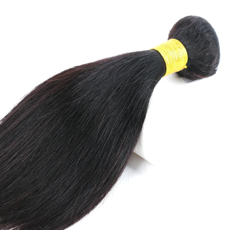 Bundel rambut manusia lurus 10 inci ekstensi rambut pakan ganda 100g/PC warna alami rambut Virgin Brasil ujung penuh kelas 10A