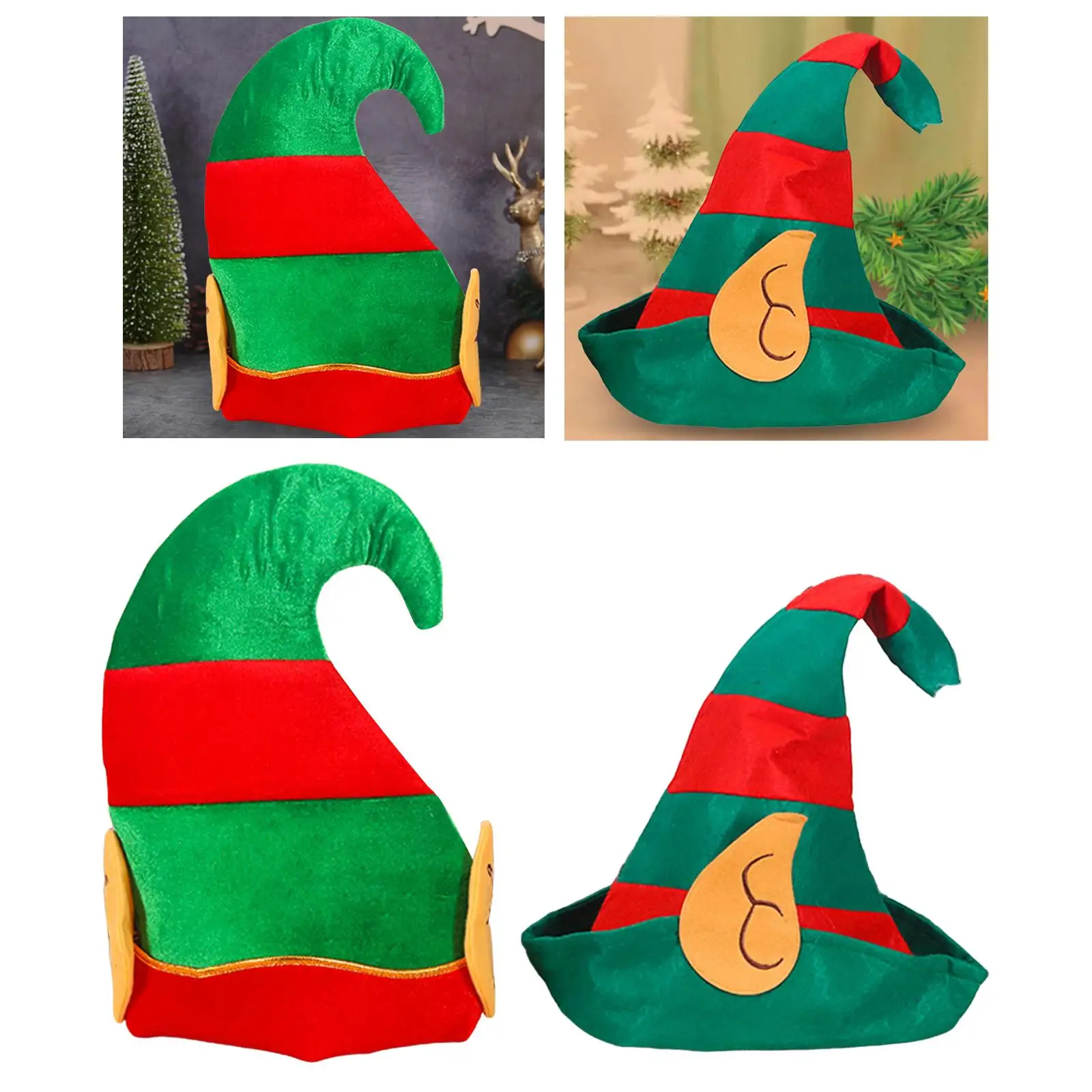 

Christmas Elves Hat with Ears Xmas Props Novelty Gift Party Favors Santa Hat