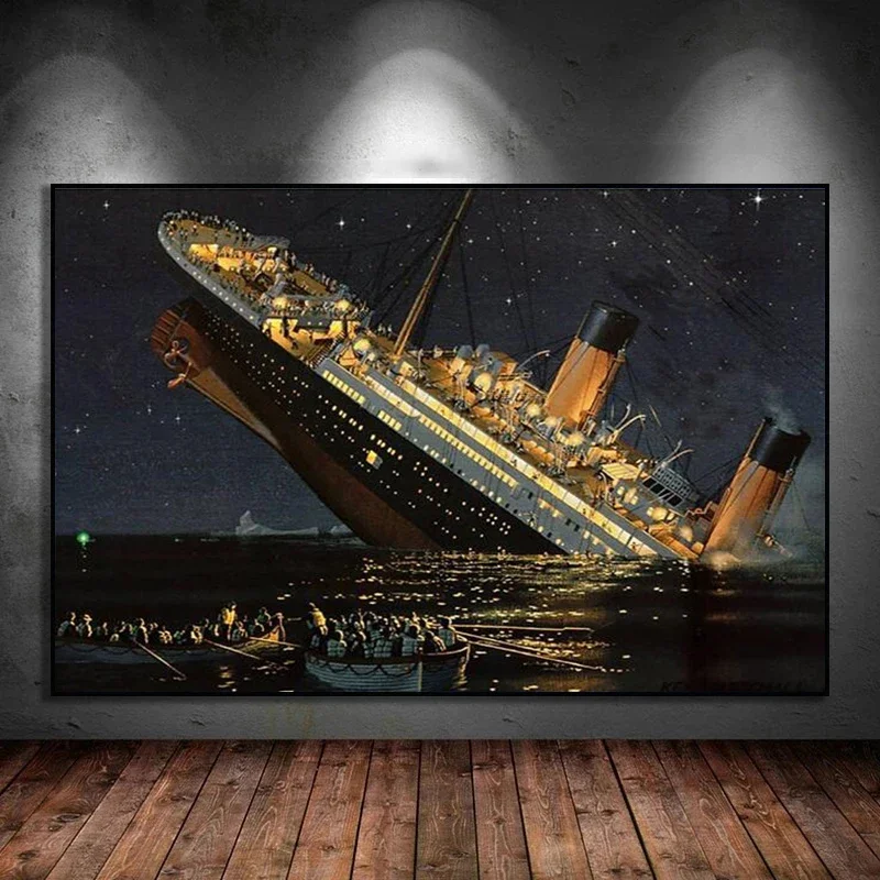 The Boat in Titanic Classic Movie Abstract Canvas Painting Poster and Print Wall Art Picture for Living Room Home Decor Mural