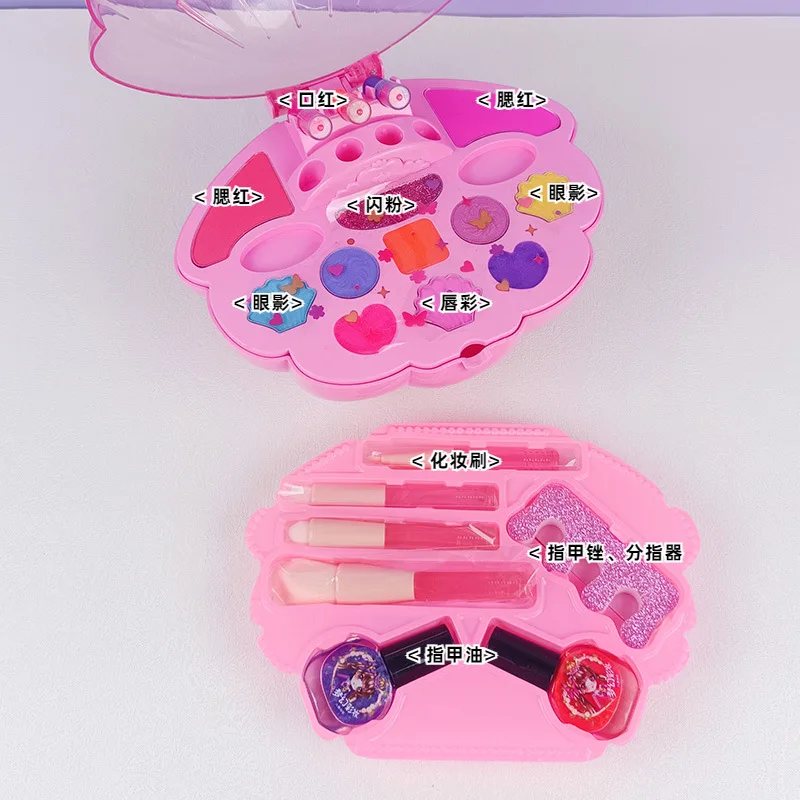 Caixa de maquiagem Elf Shell para meninas, Penteadeira, Conjunto de cosméticos rosa, Brinquedos de brincar, Jogo divertido, Brinquedos infantis