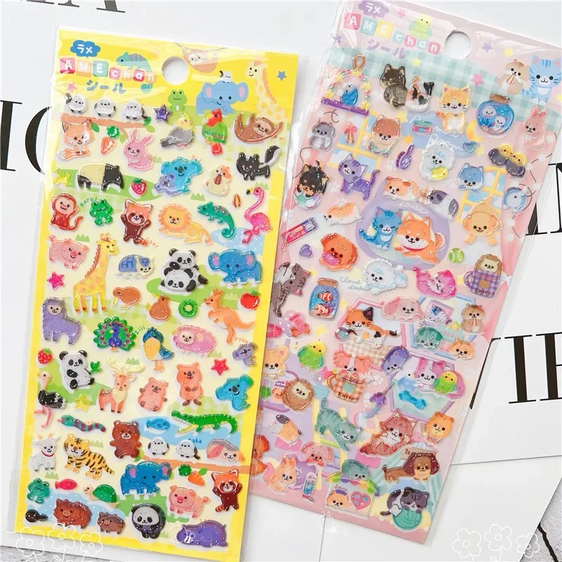 4 pcs/lot Kawaii Glittering 3D Sushi Sea Animals Vehicles Stickers Scrapbooking Diy Journal Stationery Sticker Gift Deco Art