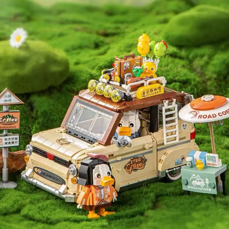 Miniatur-Bausteine für Campingszenen, kreativer DIY-Grillständer, Campingzelt, Kaffeewagen, Spielzeug, Puzzle, Geburtstagsgeschenk
