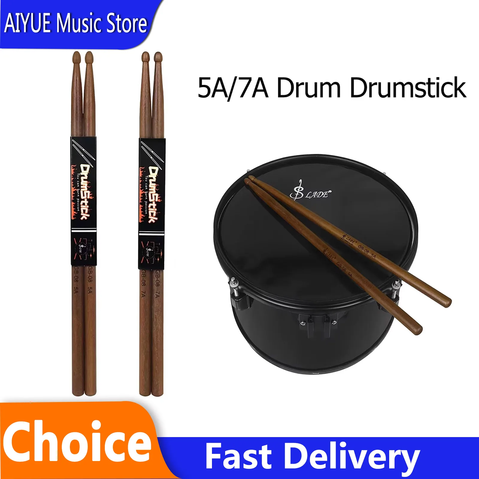 SLADE 5A 7A Drum Drumstick Redwood Pairs Drum Sticks Universal Percussion Instrument Sturdy High Density Drum Parts Accessories