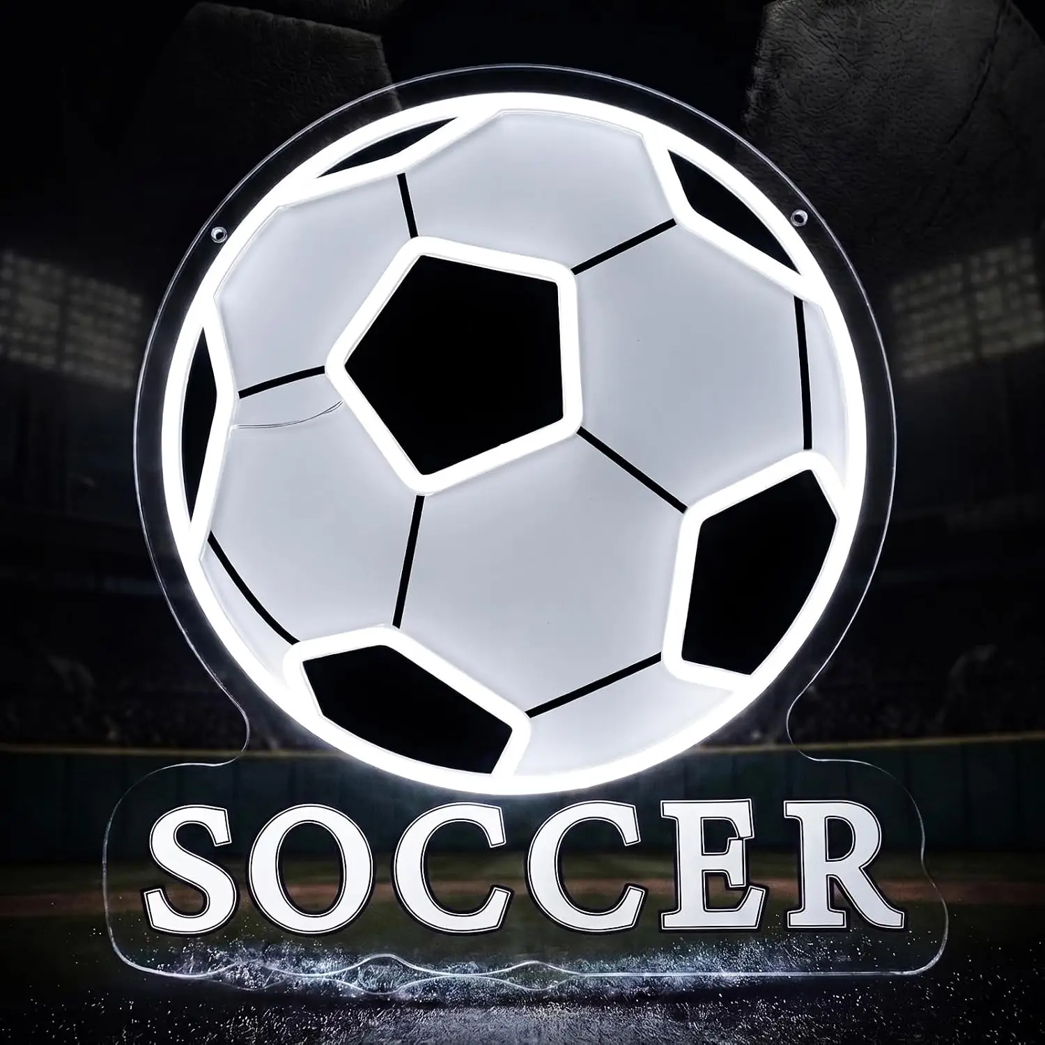 Soccer Neon Sign LED Dimmable USB Powered Acrlic Backboart Football Fan Wall Decor for Bedroom Gaming Room Sports Field Gift