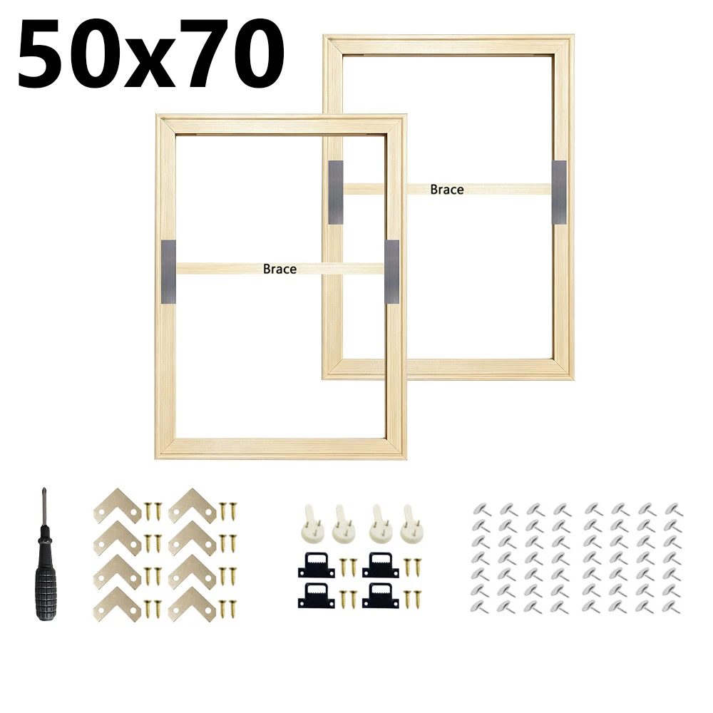 2pcs/Pack 50x70cm Canvas Stretcher Wood Frame DIY Bars Kit Canvas Picture Frames for Gallery Wrap Oil Painting Prints Mounting