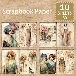 10 Sheets A5 Size Victorian Elegant Women's Beautiful Dress High Heels Vintage Grunge Journal Planning Scrapbooking