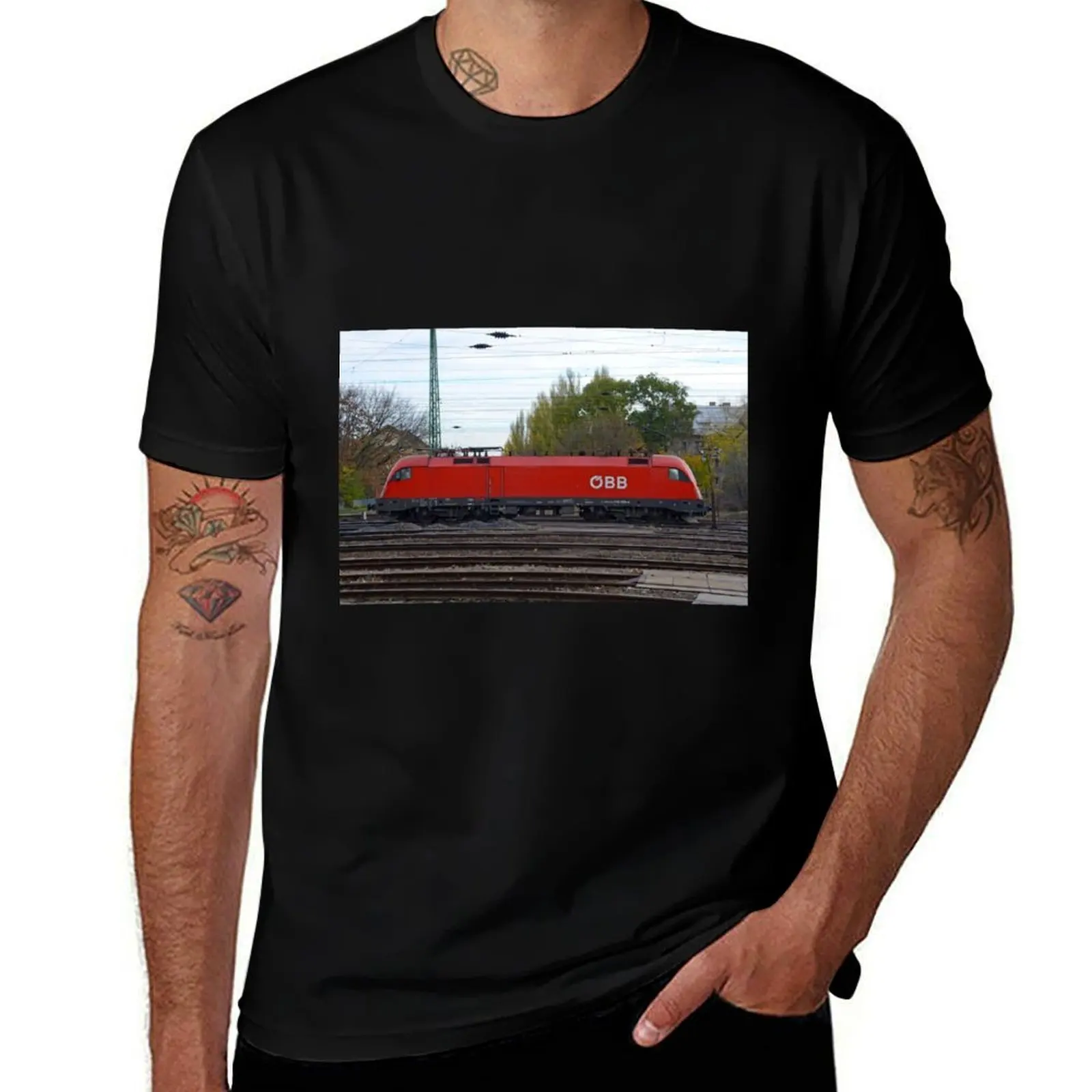 OBB Austrian Railways Electric Loco T-Shirt Big Size Crew Neck T-Shirt