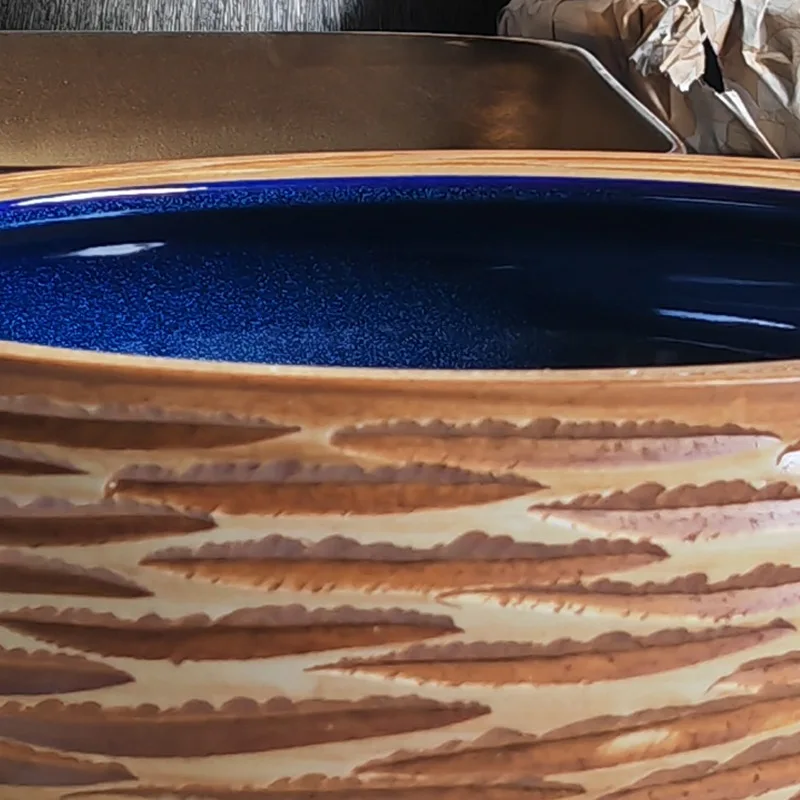 Ceramic countertop basin, vintage round washbasin, bathroom sink, european-style artistic washbasin, home bathroom fixture