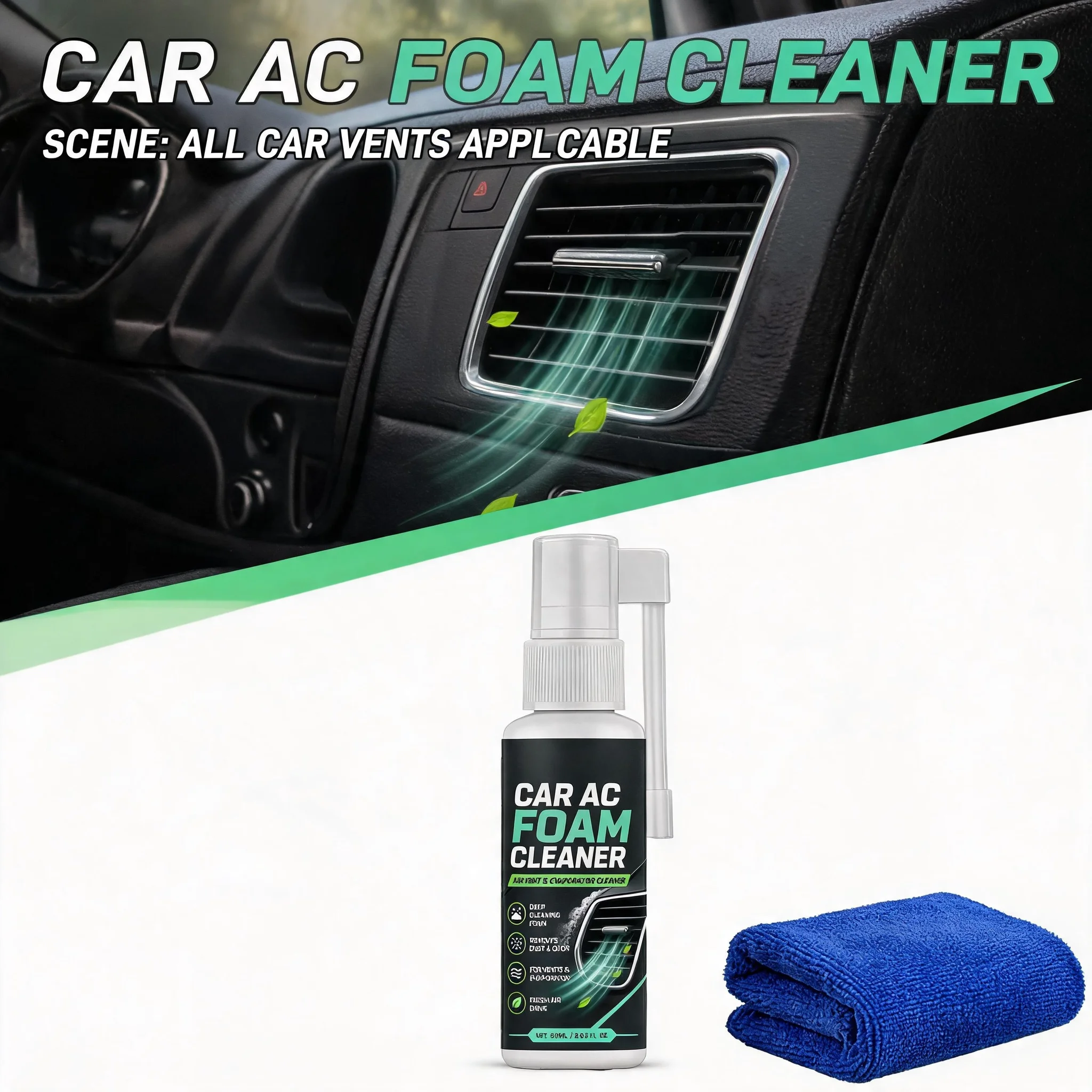 Professional Car Air Conditioner Foam Cleaning Spray AC Deodorant Dust Odor Remover Air Outlet Cleaner for Vehicle Models