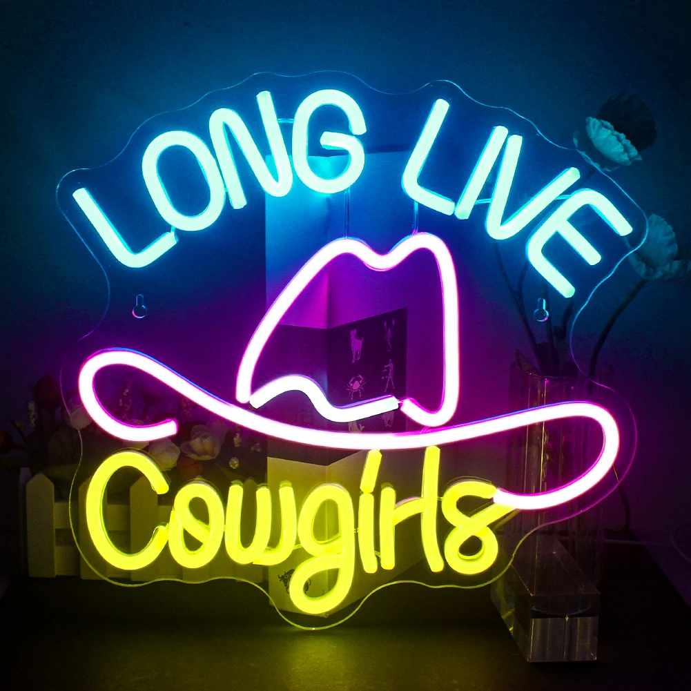 Long Live Cowgirls Neon Sign Led Colorful Neon Led Colorful Wall Decor for Bedroom Game Room Living Room Beer Bar Western Neon