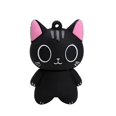 Pen Drive 128GB lindo gatito negro memoria Stick USB Flash Drive 64GB2.0 dibujos animados cachorro Pen Drive 32GB USB Stick 64GB niñas regalo EE. UU.