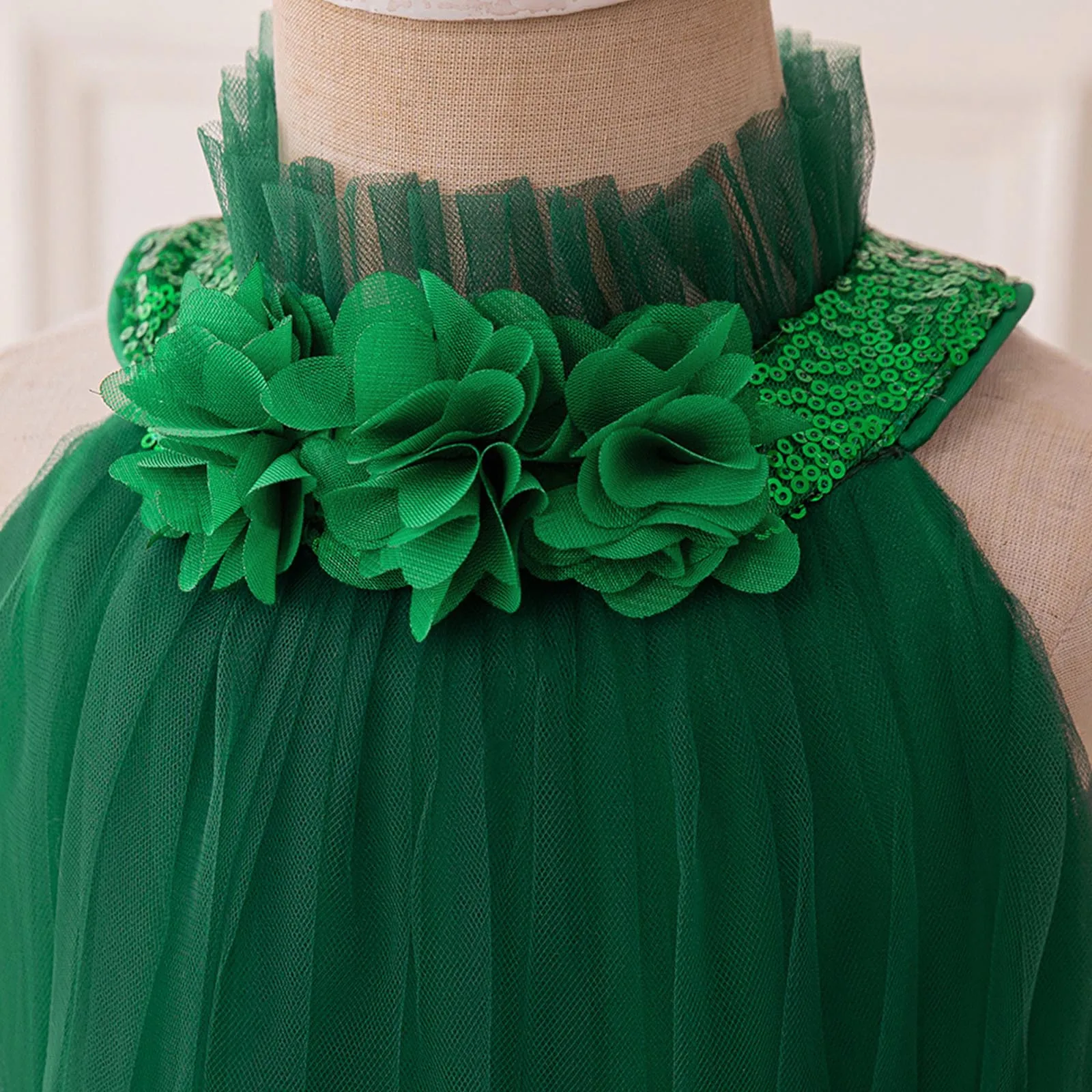 Green Christmas Princess Dresses For Girls Xmas Tree Costumes Kids New Year Festival Gift Outfit Children Carnival Party Clothes