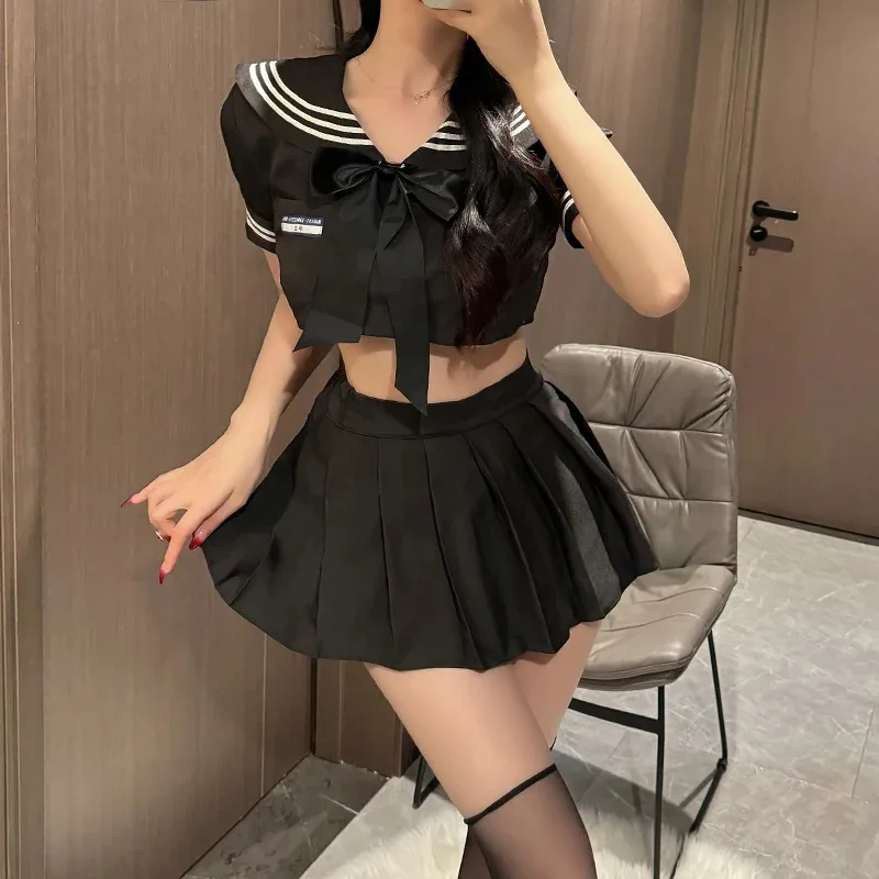 Sexy Jk Uniform Mini Top Skirt Roleplay Set Student Sailor Maids Outfit Woman Underwear Pleated Erotic Babydolls Cosplay Costume