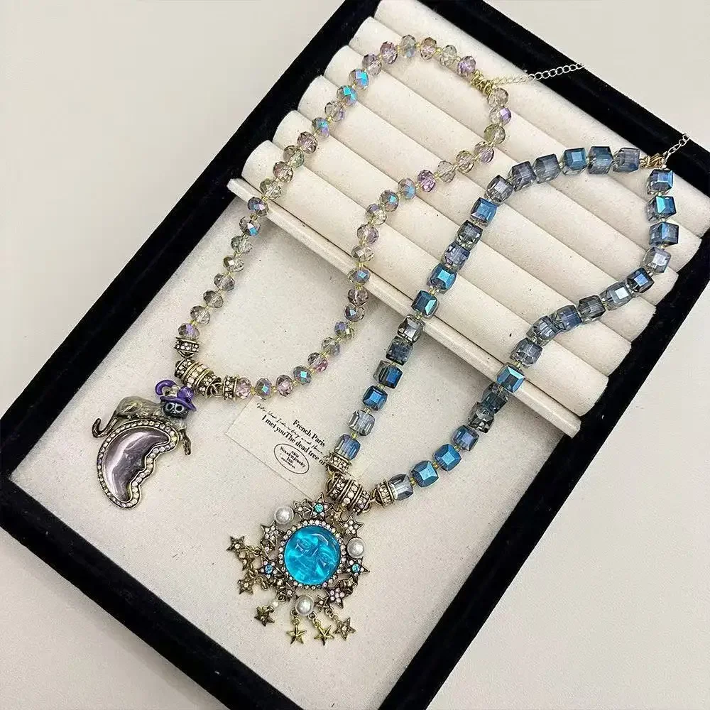 2027 Fashion New Vintage Beaded Pendant Necklace for Women Simple Neck Jewelry Party Ladies Gift Choker Necklace