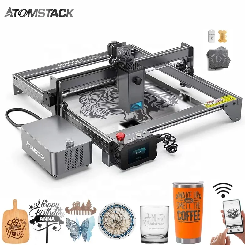 

Atomstack X20 S20 Pro130W CNC Machine With Air Assisted Wifi Control Wood Leather Cut Metal Glass Granite Carving Machine