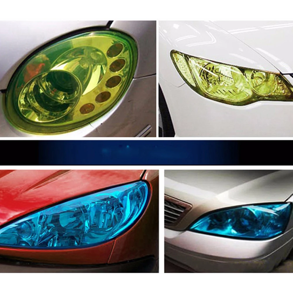 

s Car Headlight Film Waterproof Stretchable 90% Light Transmittance Self Adhesive Tint Sticker Decal for Vehicle Taillight Big