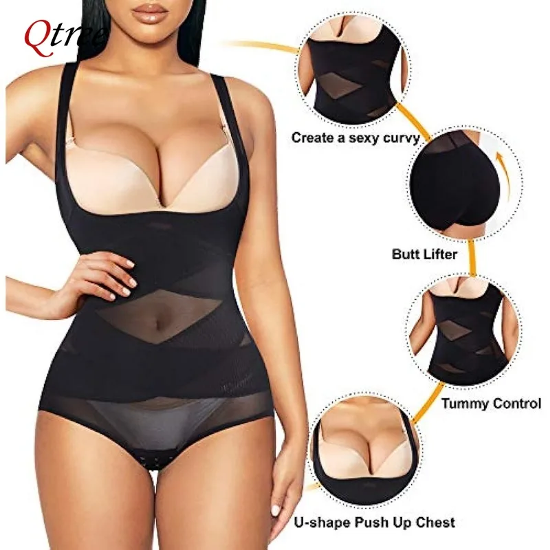 Qtree Fajas Reductoras Women Body Shaper Butt Lifter Shapewear Bodysuit Corset Slimming Underwear Waist Trainer Trimmer Briefs