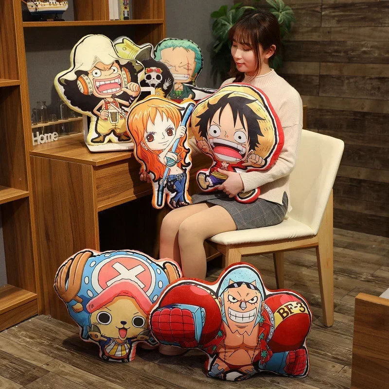 One Piece Pillow Doll Luffy Roronoa Zoro Sanji Chopper Usopp Cartoon Anime Peripherals Stuffed Toys Cushion Pillow Birthday Gift