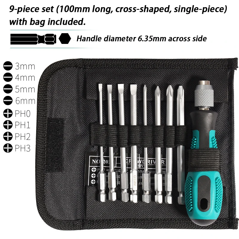 Complete Home Repair Kit, 9pcs Magnetic Tip Screwdriver Set Prevents Lost Screws, Essential for Furniture, Appliances & DIY