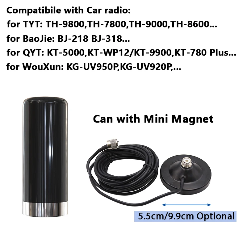 Short Dual Band UHF/VHF Antenna Aerial HH-N2RS PL-259 136-174/400-480MHz With Magnetic Mount 5M Cable For Vehicle Mobile Radios view 6