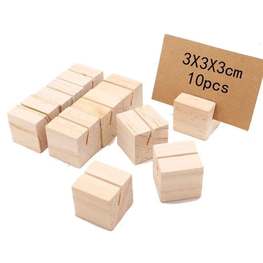 10Pcs Wooden Place Card Holder Base Name Card Table Numbers Memo Picture Photo Holder For Party Christmas Wedding Decorations