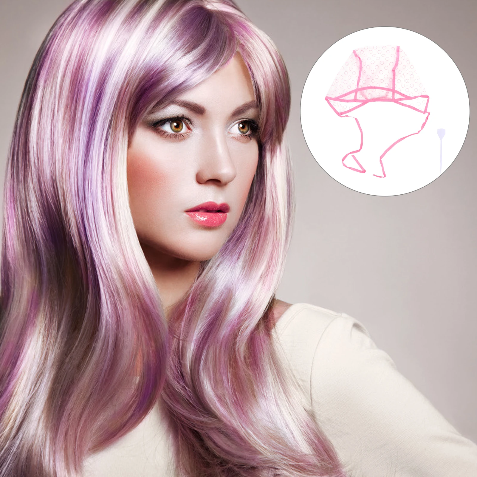 

6pcs Hair Highlight Dye Cap Kit Salon Home Use Styling Tools For Women Diy Hairdressing Gift With Hooks Highlighting Coloring