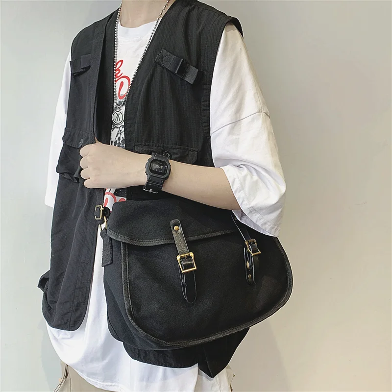 Crossbody Vintage Canvas Bag For Men Large Capacity Multifunction Shoulder Fashion Trend Laptop Messenger