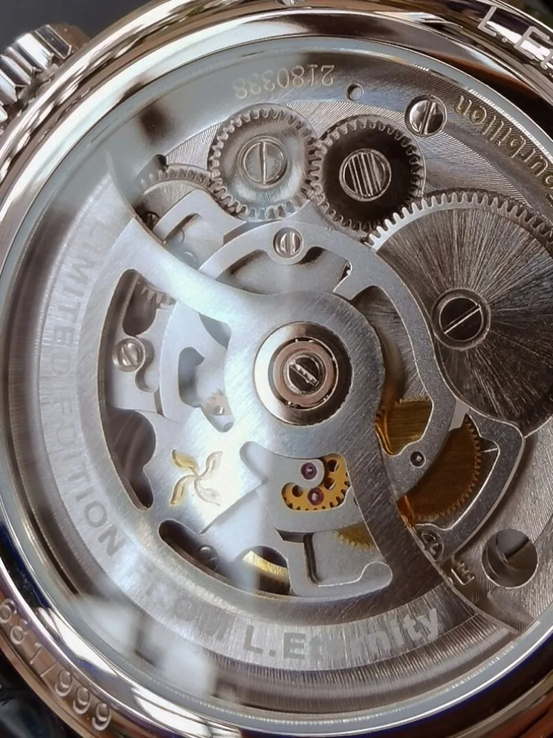 Watch Custom Fashion Niche Starry Sky Earth Moon Phase Moving Tourbillon Automatic Mechanical Watch Luminous view 5