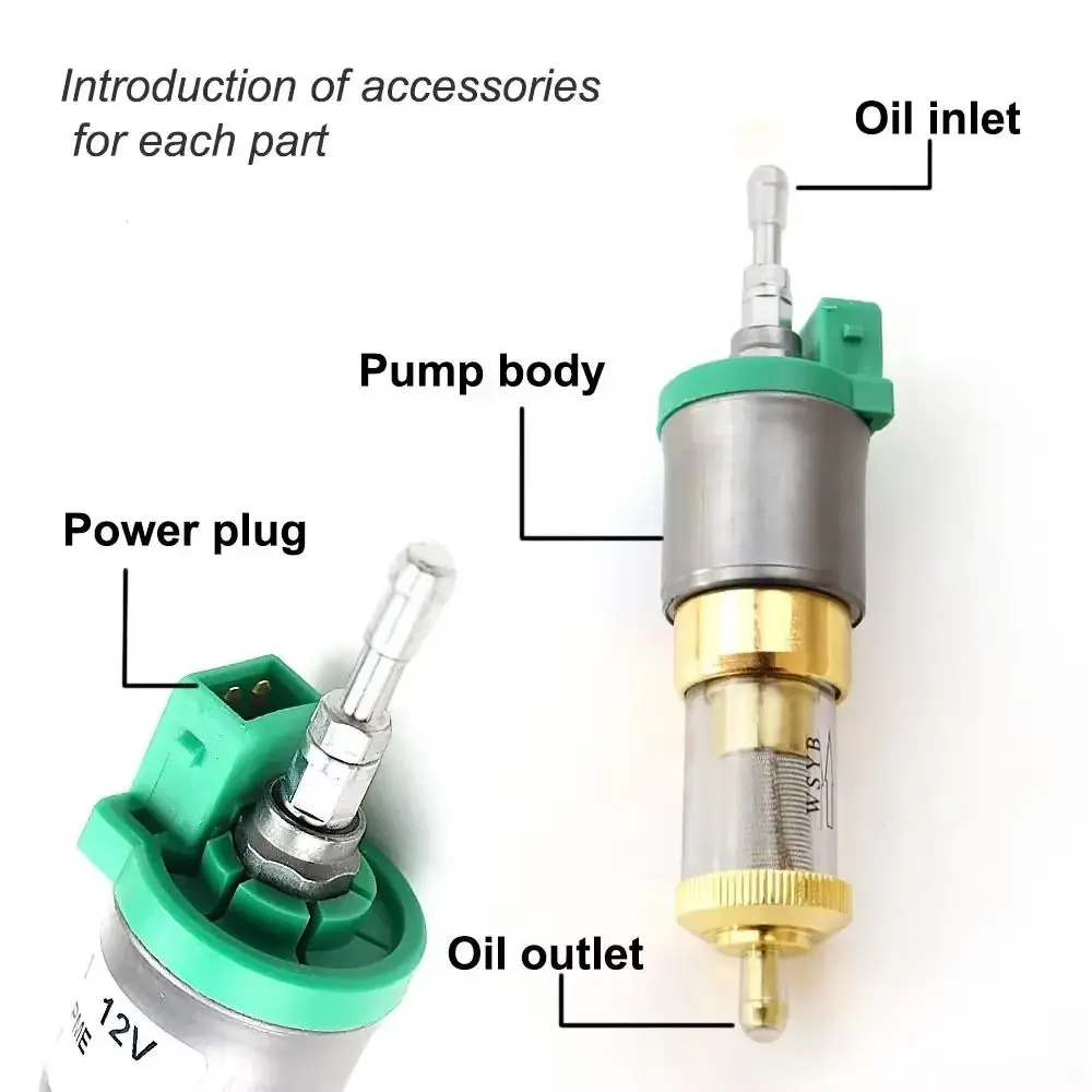 12V Fuel Pump Energy Saving Quick Warmth Car Air Diesel Parking Oil Pump Ultra-low Noise Stainless Steel Quiet Diesels Heater