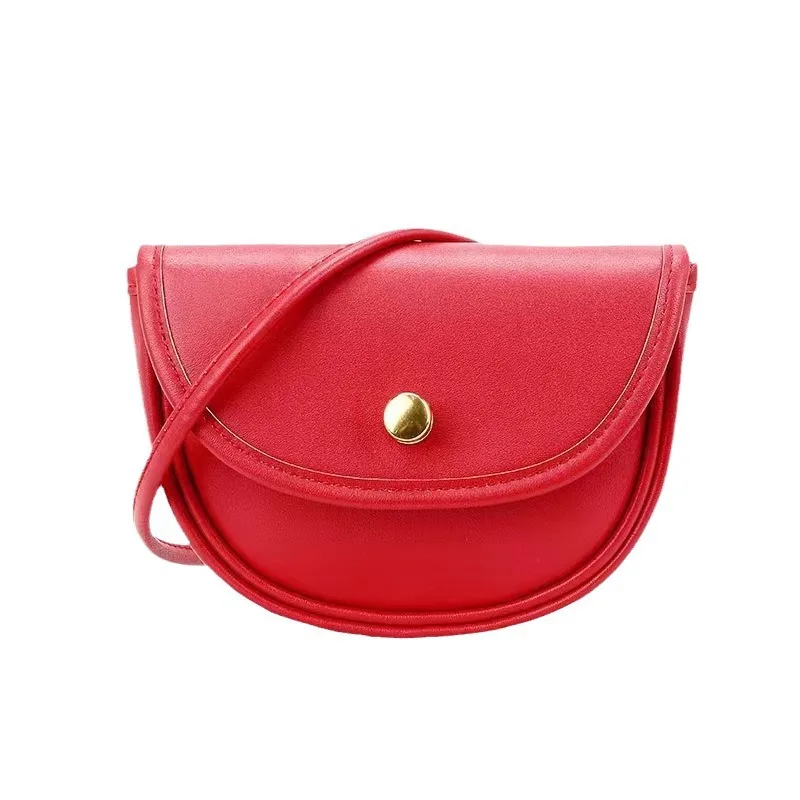 Creative Golden Lock Button Crossbody Bag New Fashionable Trendy Single Shoulder Red MIni Bag Solid Lipstick Keychain Small Bag