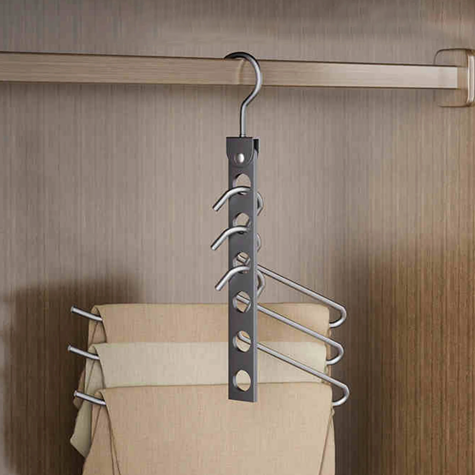 6/8 Hole Clothes Hanger Space Saving Foldable Pants Hanger Foldable Pants Hanger Magic Seamless Multilayer Closet Organizer image 4