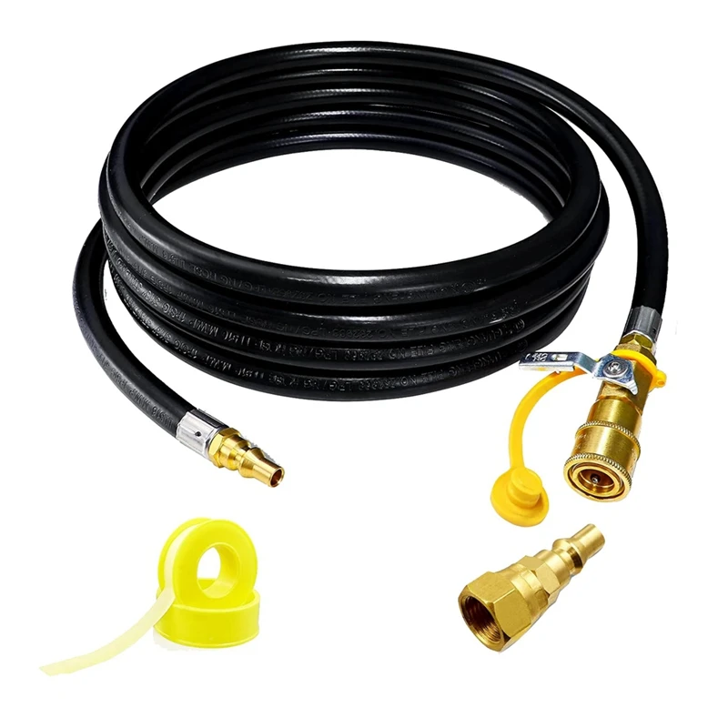 【Hot Cake】12 Ft Quick Connect Propane Hose For Rv To Grill, With 1/4 Inch Quick Key Connect Plug X 3/8 Inch Female Flare