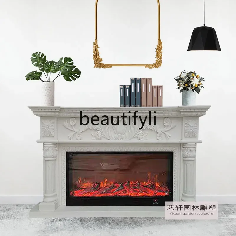 

ssK178 Stone carving marble Fangshan white marble fireplace European French American natural stone decoration cabinet customizat