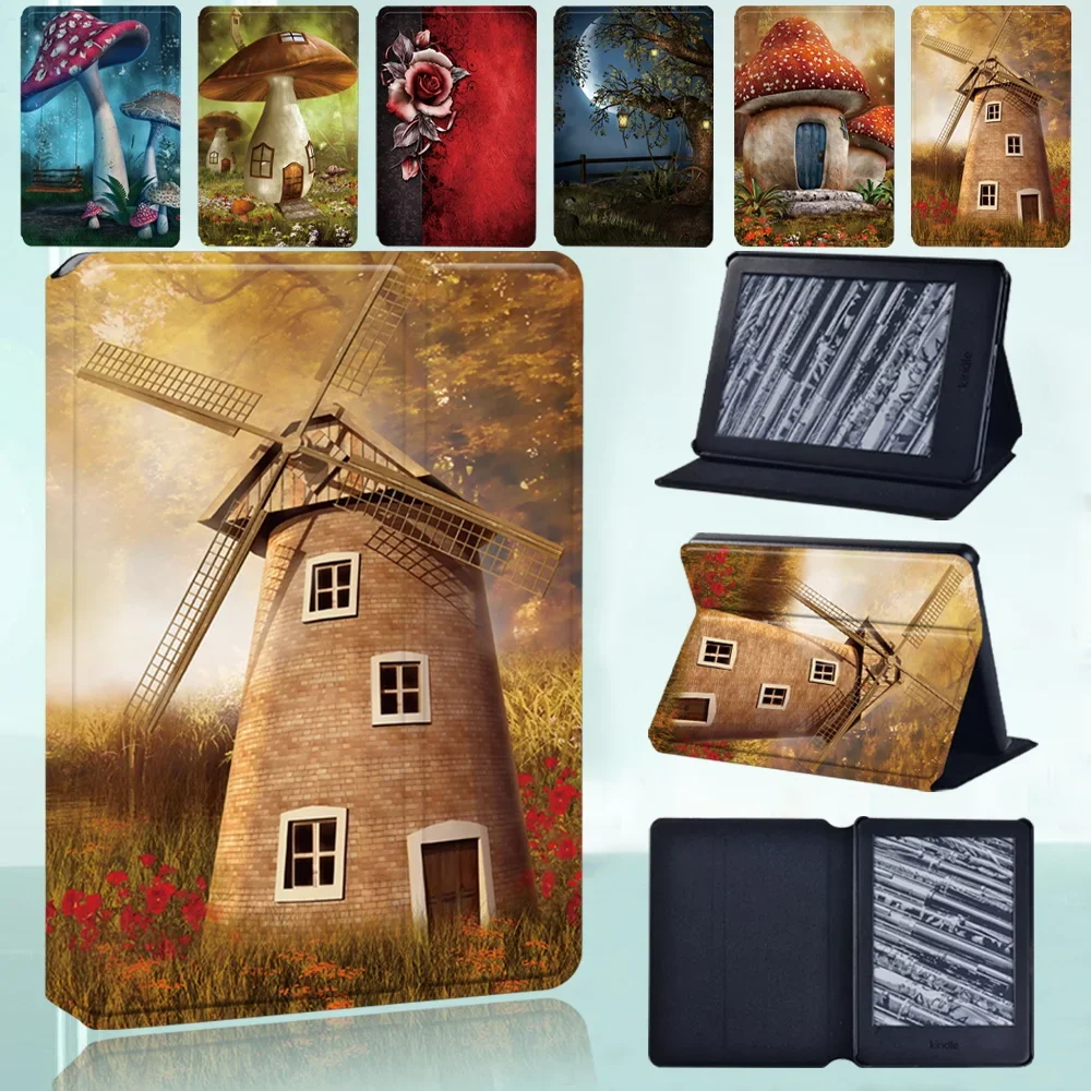 Case for Kindle Paperwhite 5 11th Gen/Paperwhite 1 2 3 Forest Pattern Pu Leather Stand Funda Tablet Cover for Kindle 10th 8th