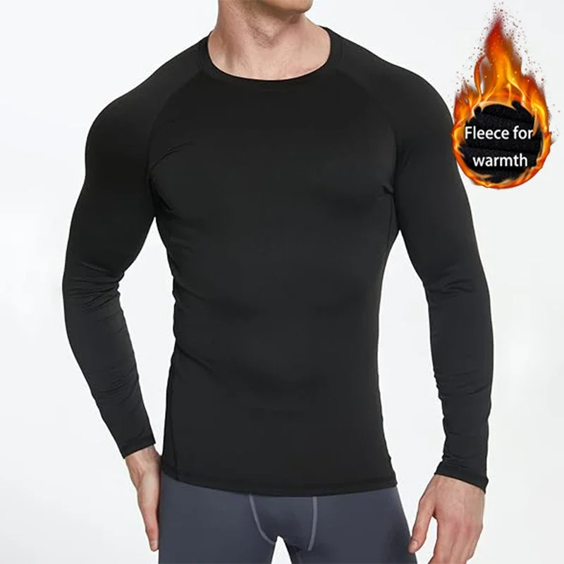 2025 New style thermal underwear top for men, casual, fitted round-neck long-sleeved top, pullover